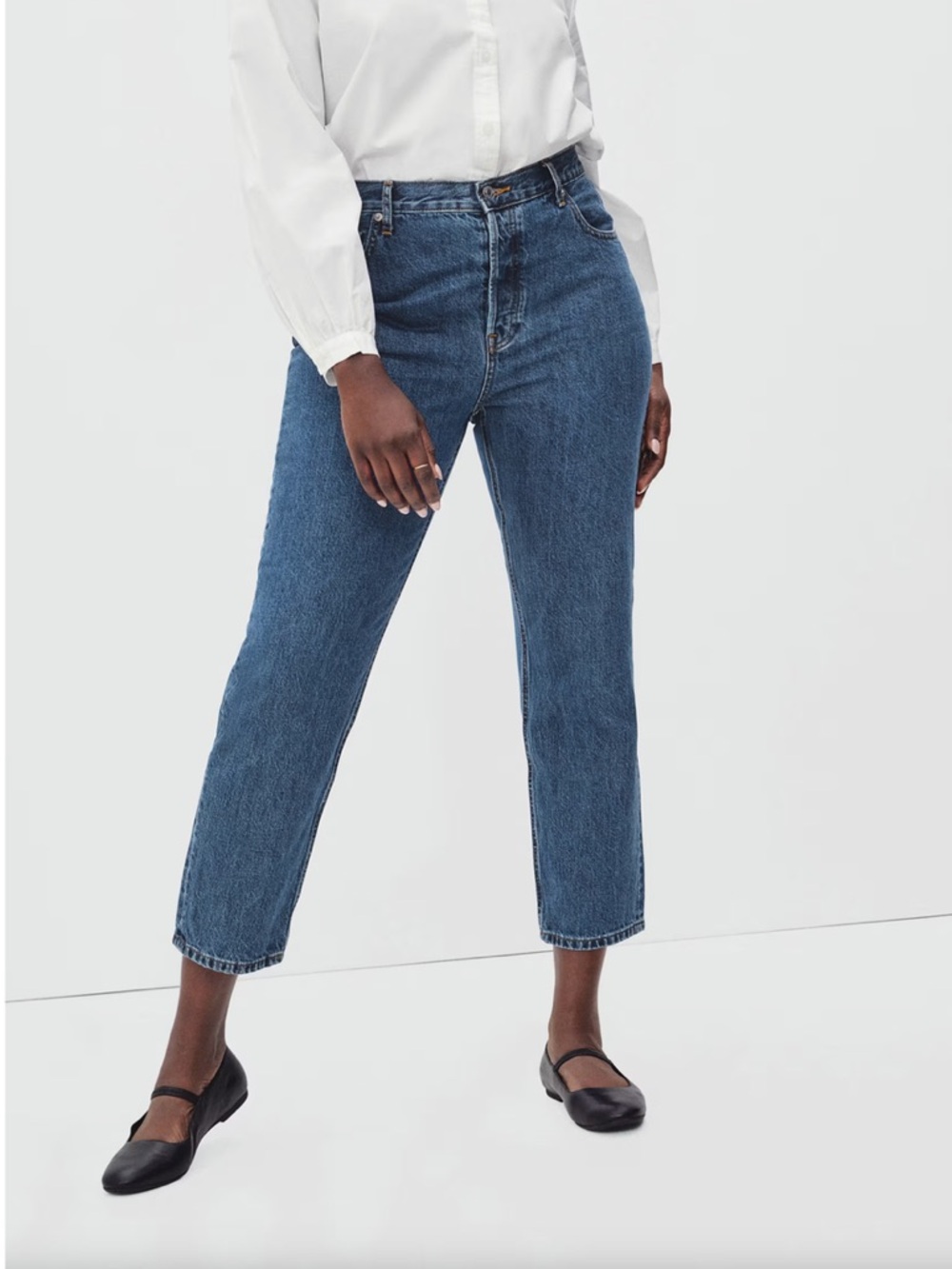 Everlane High Rise Medium Wash The Curvy Cheeky Organic Cotton Crop Denim Jeans